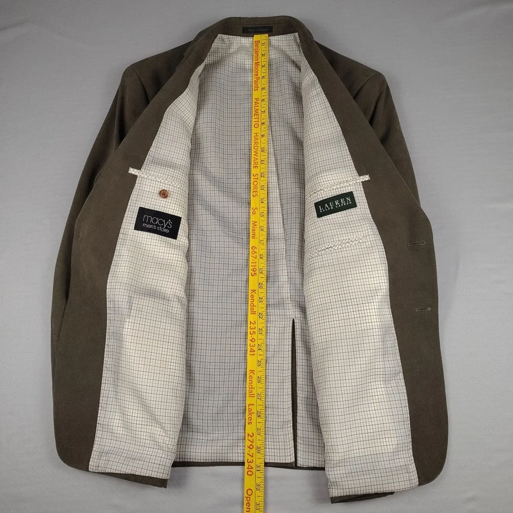 Lauren Ralph Lauren Sport Coat Men's 44R Taupe Faux Suede Blazer Preppy